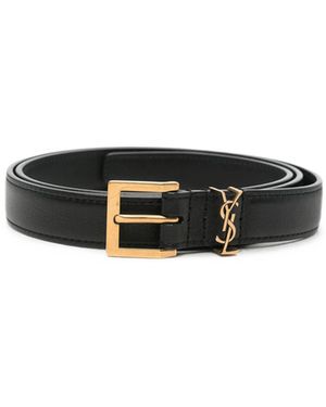 Saint Laurent Cassandre Thin Belt - White