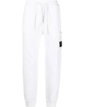 Stone Island Compass-Motif Drawstring Track Trousers - White