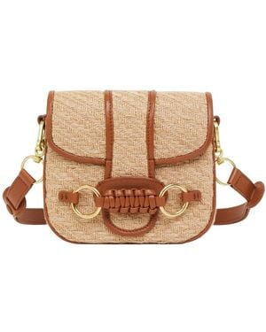 See By Chloé Saddie Engraved-Logo Crossbody Bag - Brown