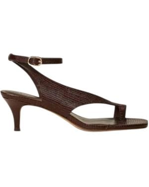 Twinset Textured Strap Heeled Sandals - Brown