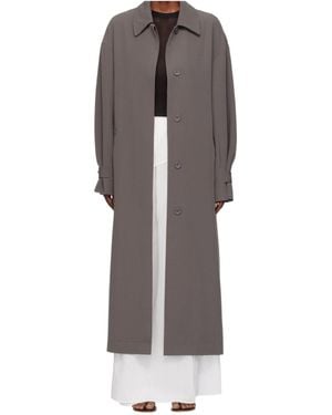 Paris Georgia Basics Long Trench Coat - Gray