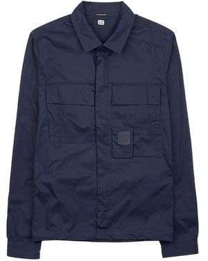 C.P. Company Logo-Embroidered Cotton Shirt - Blue