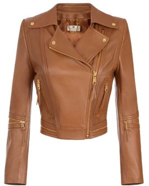 Elisabetta Franchi Zipped Biker Jacket - Brown
