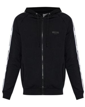Moschino Logo Tape Zip Hoodie - Blue