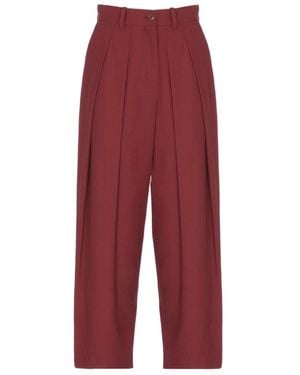 KENZO Cropped Pleated Pants - Red
