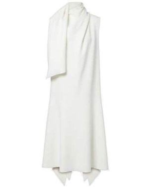 KHAITE Loell Scarf-Detail Asymmetric Midi Dress - White