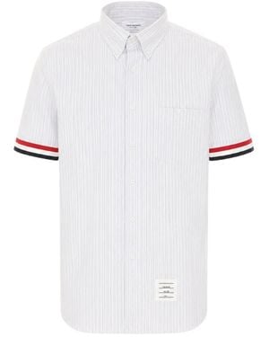 Thom Browne Striped Short-Sleeve Buttoned Shirt - White