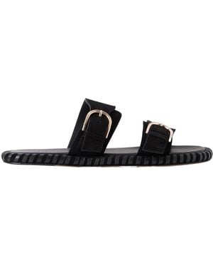 Gabriela Hearst Round-Toe Flat Sandals - Black