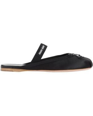 Miu Miu Leather Flat Mules - Black