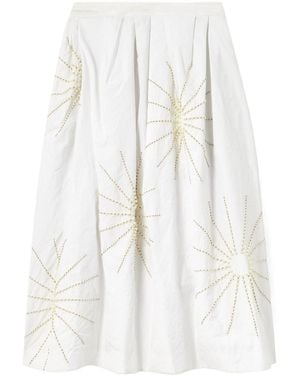 Dries Van Noten Pleated Midi Skirt - White
