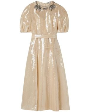 Erdem Sequined Midi Dress - Natural