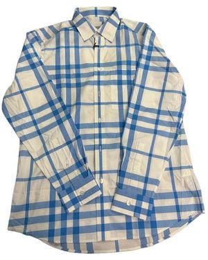 Burberry Lapel Long-Sleeved Shirt - Blue