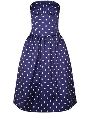 Self-Portrait Polka Corset Midi Dress - Blue