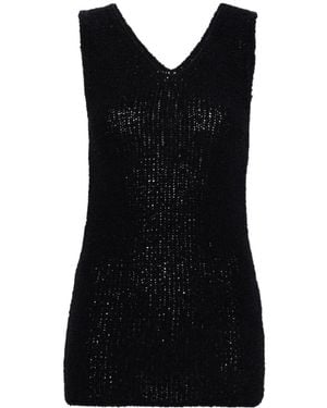 Fabiana Filippi V-Collar Imitation Lambskin Vest - Black