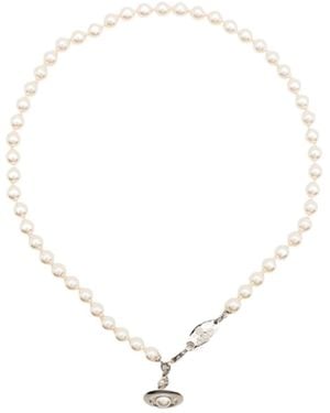 Vivienne Westwood Orb Pendant Embellished Necklace - White