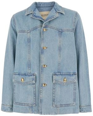 Valentino Button-Up Denim Jacket - Blue
