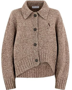 The Attico The Marled Button-Up Knitted Jumper - Brown