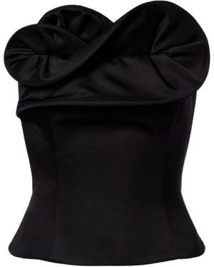 Magda Butrym Ruffled Wool And Silk Bustier Top - Black