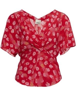Isabel Marant V-Neck Short-Sleeved Top - Red