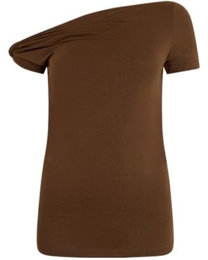 7 For All Mankind Asymmetric Knot T-Shirt - Brown