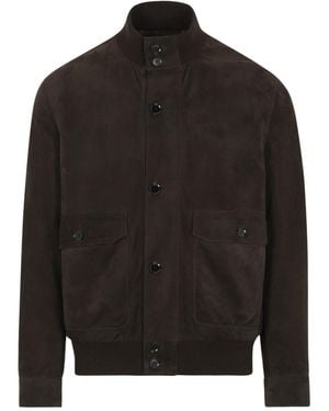 Brioni Dark Perforated Suede 75 Blouson - Black