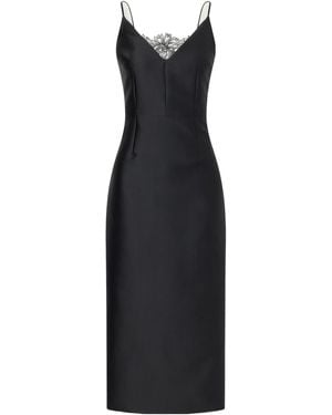 Emilia Wickstead Manolo Blahnik Libera Lace-Trimmed Cady Midi Dress - Black