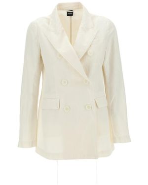 Aspesi Flap-Pocketed Double-Breasted Blazer - White