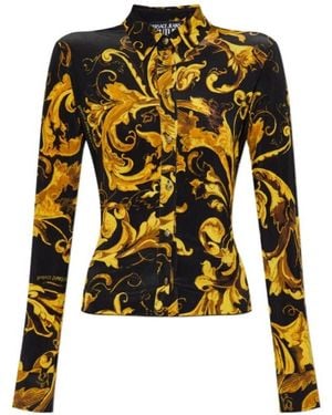 Versace Jeans Couture Baroque-Print Long-Sleeve Shirt - Black