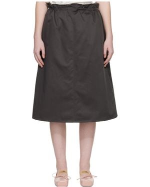 MM6 by Maison Margiela Ruffled-Detail Midi Skirt - Black