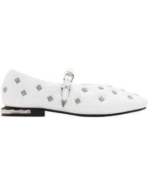 Toga Stud-Detailed Ballerina Flats - White
