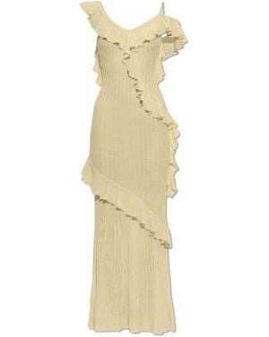 Self-Portrait Wool Ruffled Knit Maxi Skirt - Metallic