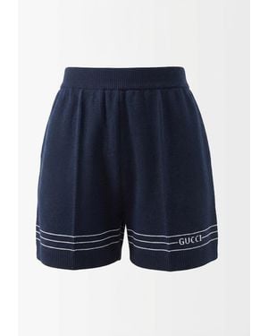 Gucci Fabric Shorts With Intarsia - Blue