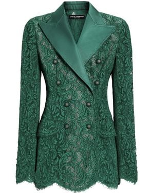 Dolce & Gabbana Long-Sleeved Double-Breasted Jacket - Green
