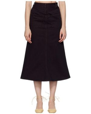 MM6 by Maison Margiela Overdyed Reversed Denim Midi Skirt - Black