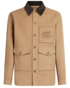Etro Pegaso Embroidered Flap Pocket Jacket - Natural