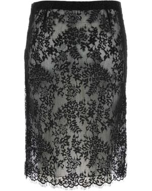 Saint Laurent Midi Silk Skirt - Black