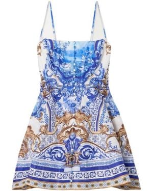 CAMILLA Printed Spaghetti Strap Dress - Blue