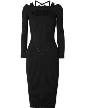 ANDREADAMO Ribbed-Knit Midi Dress - Black