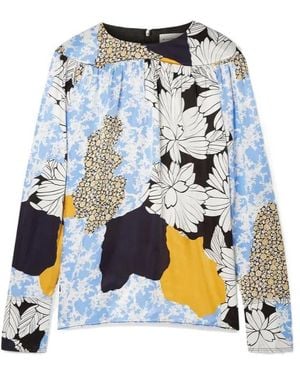 By Malene Birger Printed Satin Shirt - Blue