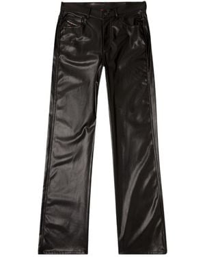 DIESEL Faux-Leather Trousers - Black