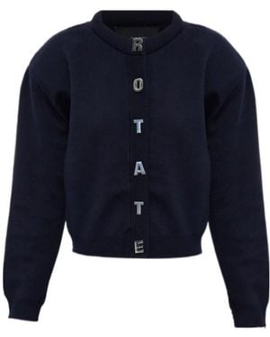 ROTATE BIRGER CHRISTENSEN Letter Firm Knit Cardigan - Blue