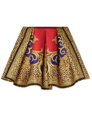Versace Pattern-Printed Pleated Mini Skirt - Red