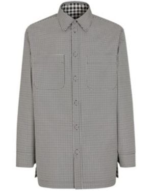 Fendi Reversible Monogram Checked Overshirt - Grey