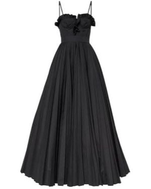 Giambattista Valli Ruched Pleated Cotton Gown - Black