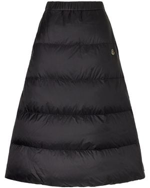 Moncler Logo-Appliquéd Quilted Down Knee-Length Skirt - Black