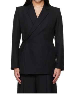 Egonlab Egonic Wool Double-Breasted Suit Jacket - Black