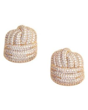 Self-Portrait Embellished Knot-Effect Earrings - White