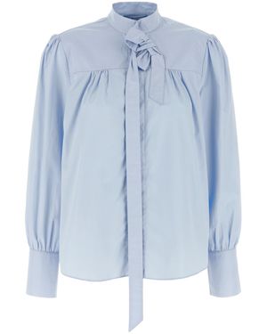 Prada Bow-Collar Cotton Shirt - Blue