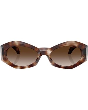 Versace Medusa-Plaque Oval-Frame Sunglasses - Brown