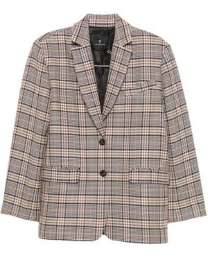 Anine Bing Quinn Check-Pattern Single-Breasted Blazer - Brown